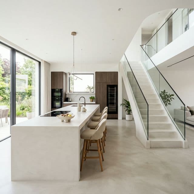 Luxury Countertops & Stairs - Hand-applied Architectural Finish by Mannat Micro Concrete